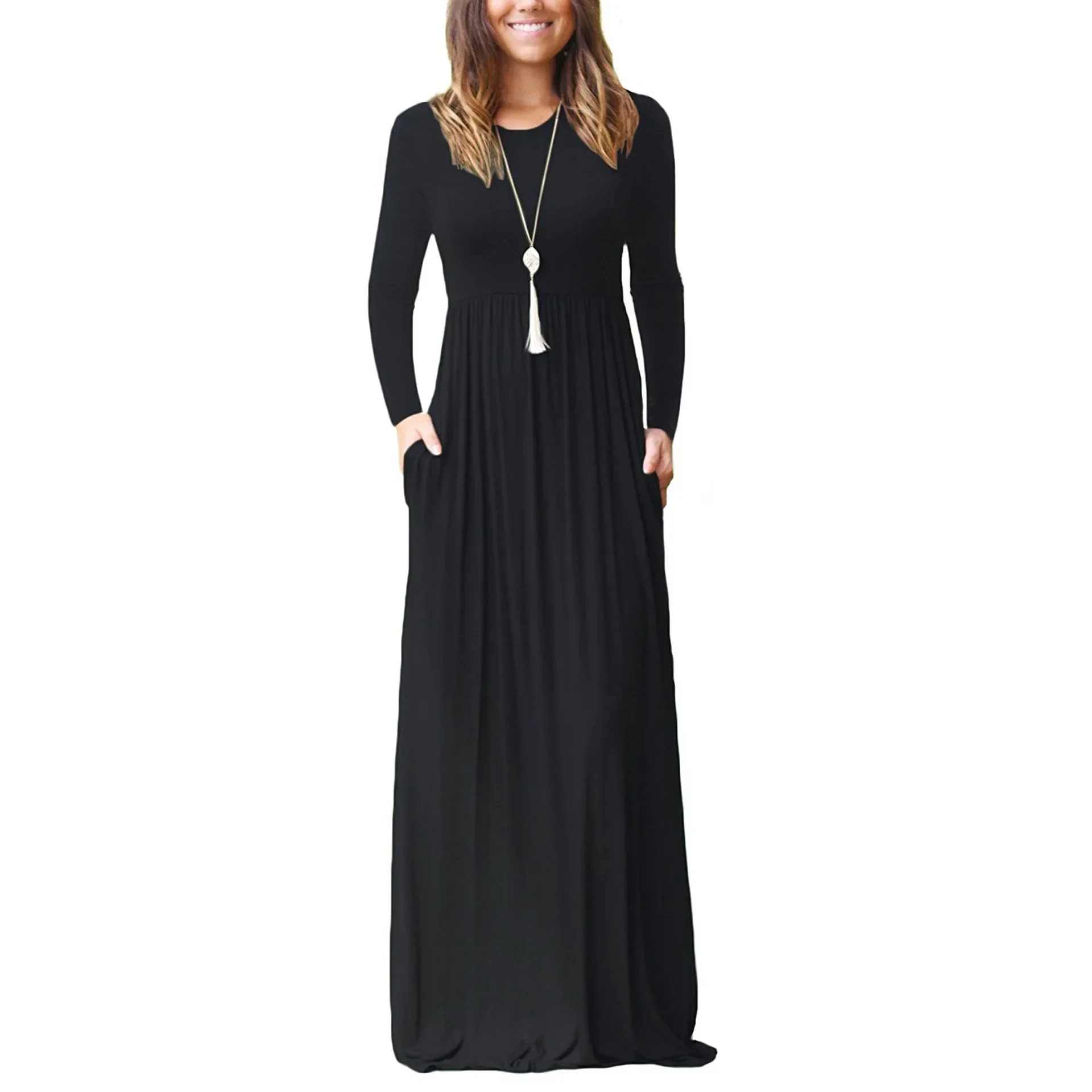 Vintage Long Sleeve Dress Party Robe Lady Slim Fit Kaftan Maxi Vestido Casual Sundress Oversized