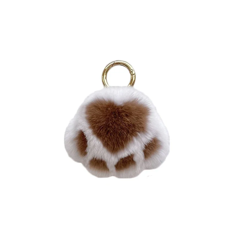 

Cat Claw Rex Rabbit Fur Fur Pendant Real Plush Bag Pendant Car Keychain Accessories Cute Paw Doll