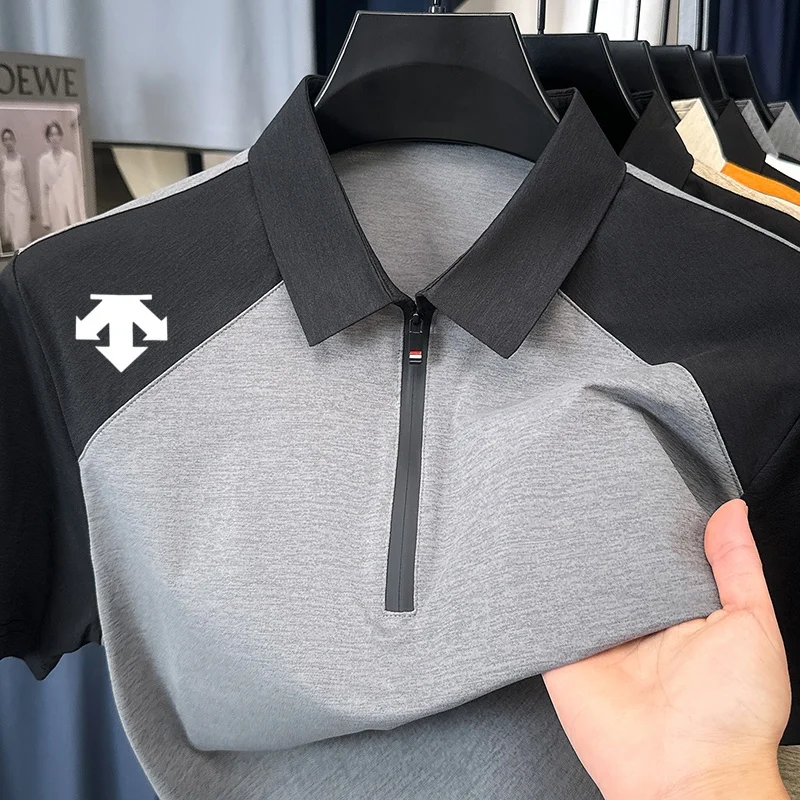 designer original printing summer men's short sleeve polo shirt lapel luxury zipper t-shirt fashion leisure ventilate men's wear image 2