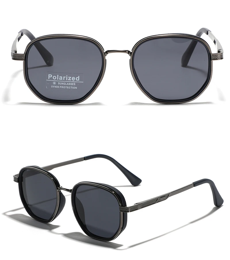 Peekaboo Polarisierte Sonnenbrille für Damen und Herren, TR90 Unisex Eckige Sonnenbrille, Halb-Metall TAC Sommer-Accessoire 2024 – Detail 10
