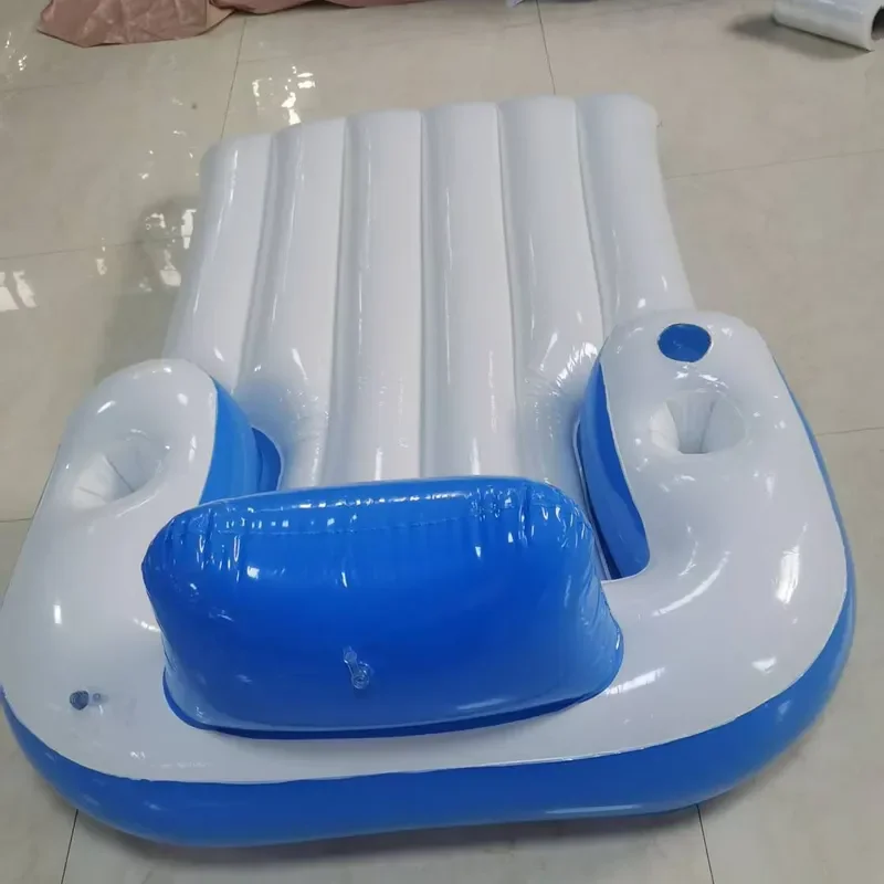 Inflatable Floating Lounge Chair with Backrest and Armrests PVC Waterproof Swimming Pool Raft Durable Water Leisure Float Bed