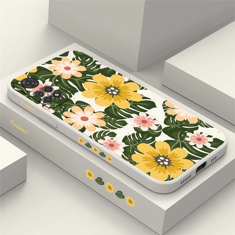 حافظة لهاتف شاومي ريدمي نوت 11T 11S 13 5G 14 Pro Plus 12S 10 Pro 10S 9S 9 غطاء مطبوع عليه زهور من السيليكون غير اللامع