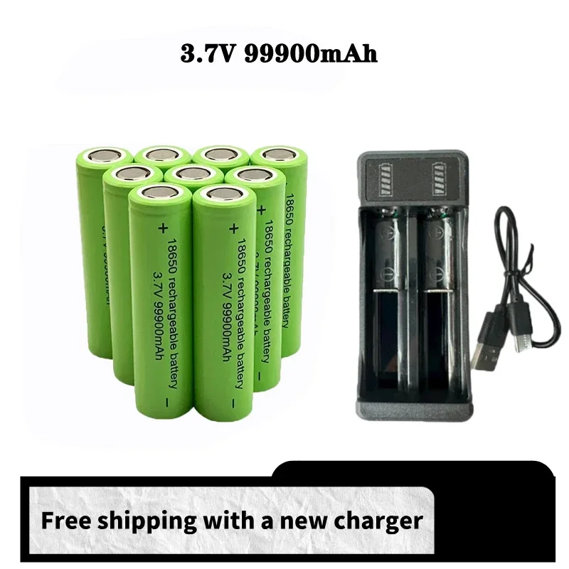 Best Sellers 18650 battery high-capacity 99900Mah 3.7V +charger,lithium-ion rechargeable battery for toy flashlights