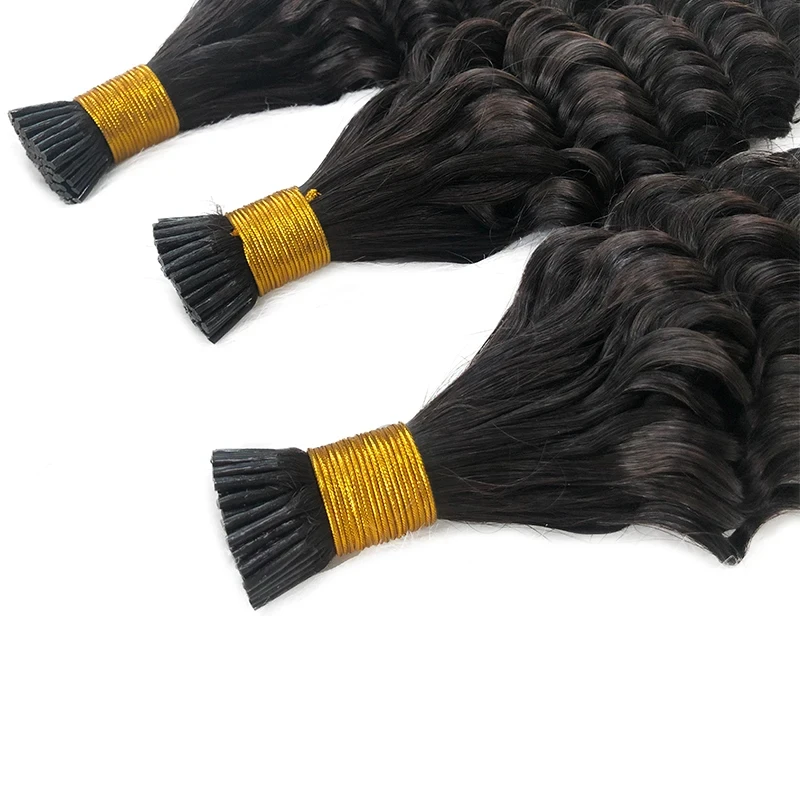 Eu ponta extensão do cabelo onda profunda remy queratina cápsulas cor loira eu ponta invisível fusão cabelo humano postiços para mulher 50 g/set