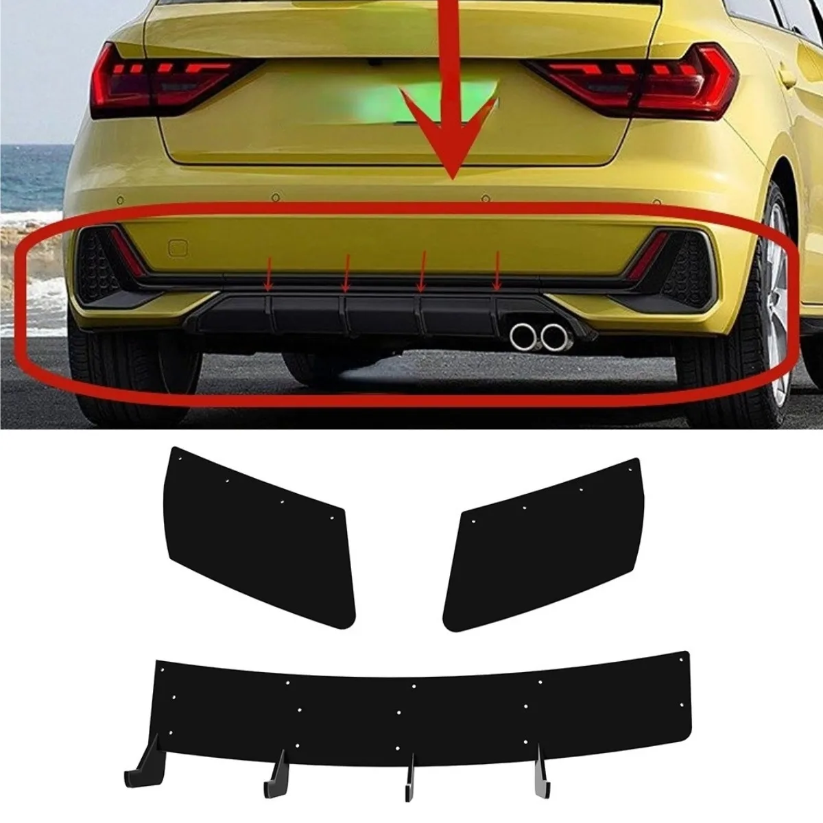 

For Audi A1 40 TFSI S-Line 2019-2022 Car Rear Bumper Spoiler Lip Diffuser Modification Part Bumper Guard Cover Car Accessories
