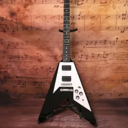 Stunning factory custom electric guitar Flying V black color dot inlays Rosewood fingerboard hot sale