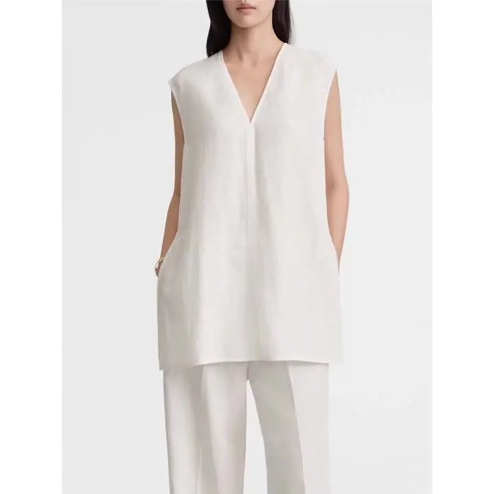 

2025 Summer New Arrival! Women's TOT Nordic Style Tencel Tank Top - V-neck Sleeveless Loose Fit Minimalist Versatile
