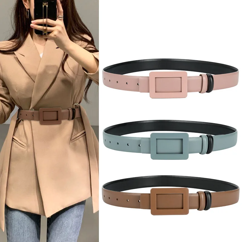 

Western Hollow-out Square Alloy Buckle wide 2.8cm Women Belt Fashion Jeans Causal Pants Dress Belt for Ladies
