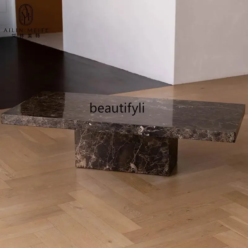 

Italian light luxury natural marble coffee table living room designer Nordic modern minimalist3286