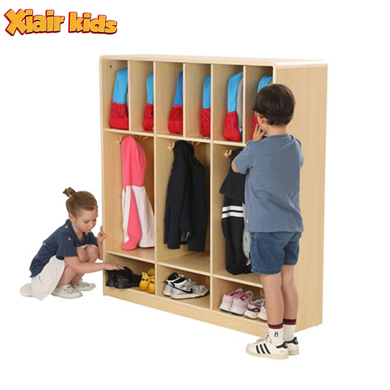 

Custom Wooden Montessori Kindergarten Furniture Modern Preschool Kids Furniture Sets Daycare Locker Nursery Clothes Shoes Storag