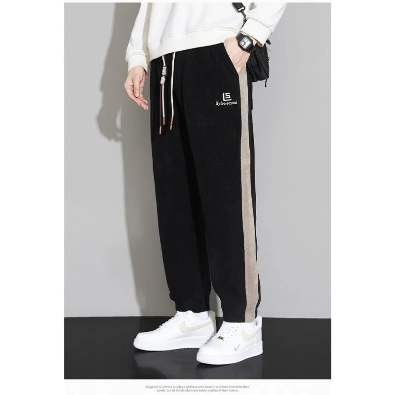 春と秋の新作スポーツパンツ秋と冬プラスベルベットパンツメンズカジュアルパンツルーズタイパンツ