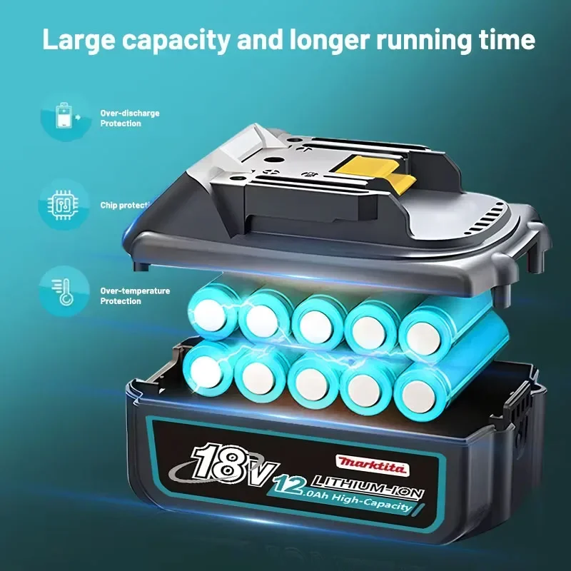 100% Original 18V Rechargeable power tool Battery For Makita DDF487 DTD173 DTW700 DGA404 Replaceable Li-ion battery 12.0Ah