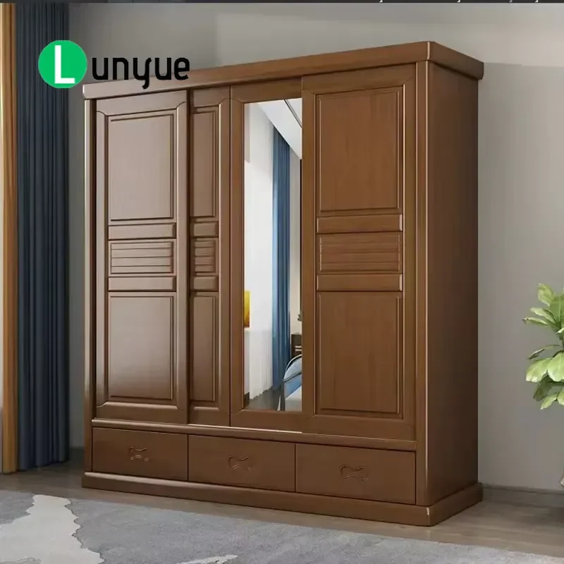 Modern Solid Wood Bedroom Furniture Set with Assembled Clothing Storage Rack for Home Hotel Hospital Villa Modern Storage