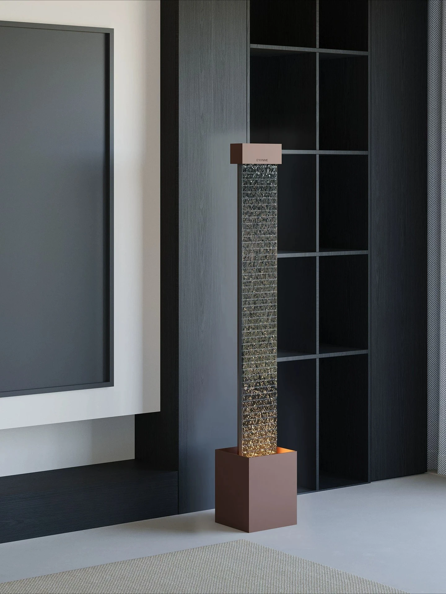 Ornament TV cabinet large floor-to-ceiling water curtain wall light luxury living room entrance circulating water feature