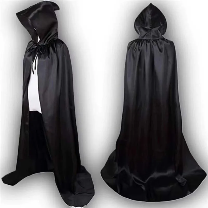

Halloween Costume Adult Black Robe Cloak Male Female Death God Set Cartoon Clothing Male Model 18-25 Years Old Polyester