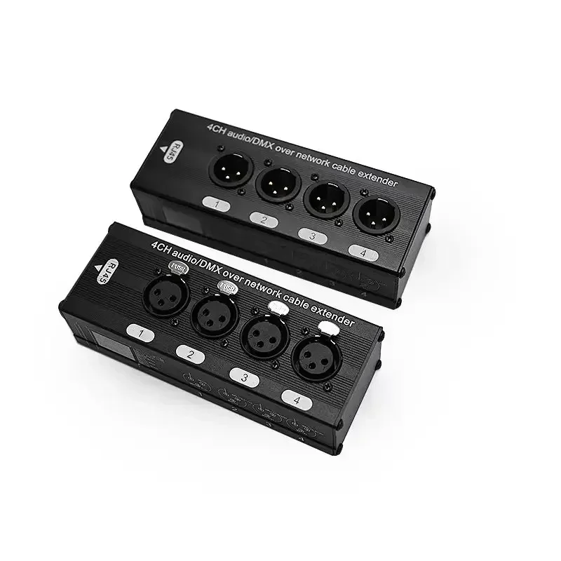 Male or Female 4-Channel 3-Pin XLR Audio and DMX512 over Network Cable Extender, DMX512 Network Signal Extender