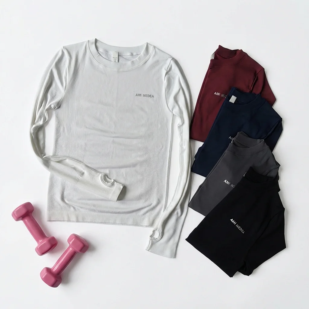 Women Yoga Top Seamless Shirt Sport T Shirts Fitness Clothes Long Sleeves Short Sleeve Yoga Shirt Gym Top Running Active Wear