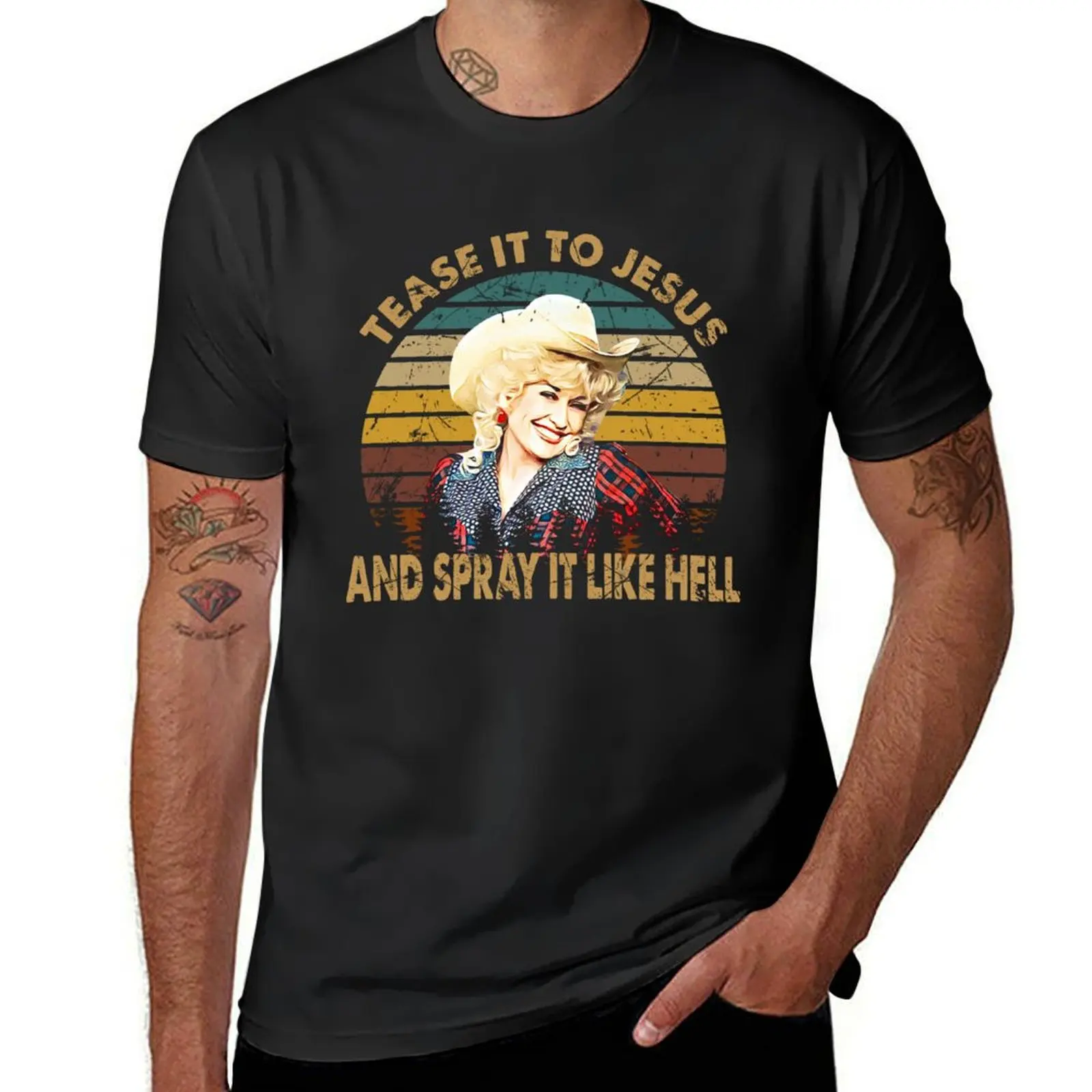 Vintage Dolly Shirts Parton Tease It To Jesus And Spray It Like Hell T-Shirt tops Men's t shirts