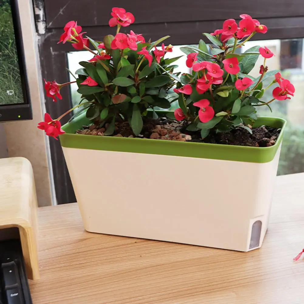 

Self Watering Planter Box Double Layer Plant Pot Modern Self Watering Plant Pot for Indoor Gardening Double Layer for Windowsill