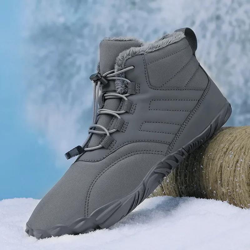 Winter New Shoes for Men Women Boots Outdoor Warm Plush Leather Oxford Cloth Casual Shoes Hiking Boots Big Size