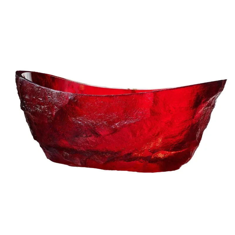 Villa floor-to-ceiling transparent resin bathtub, light luxury color transparent bathtub