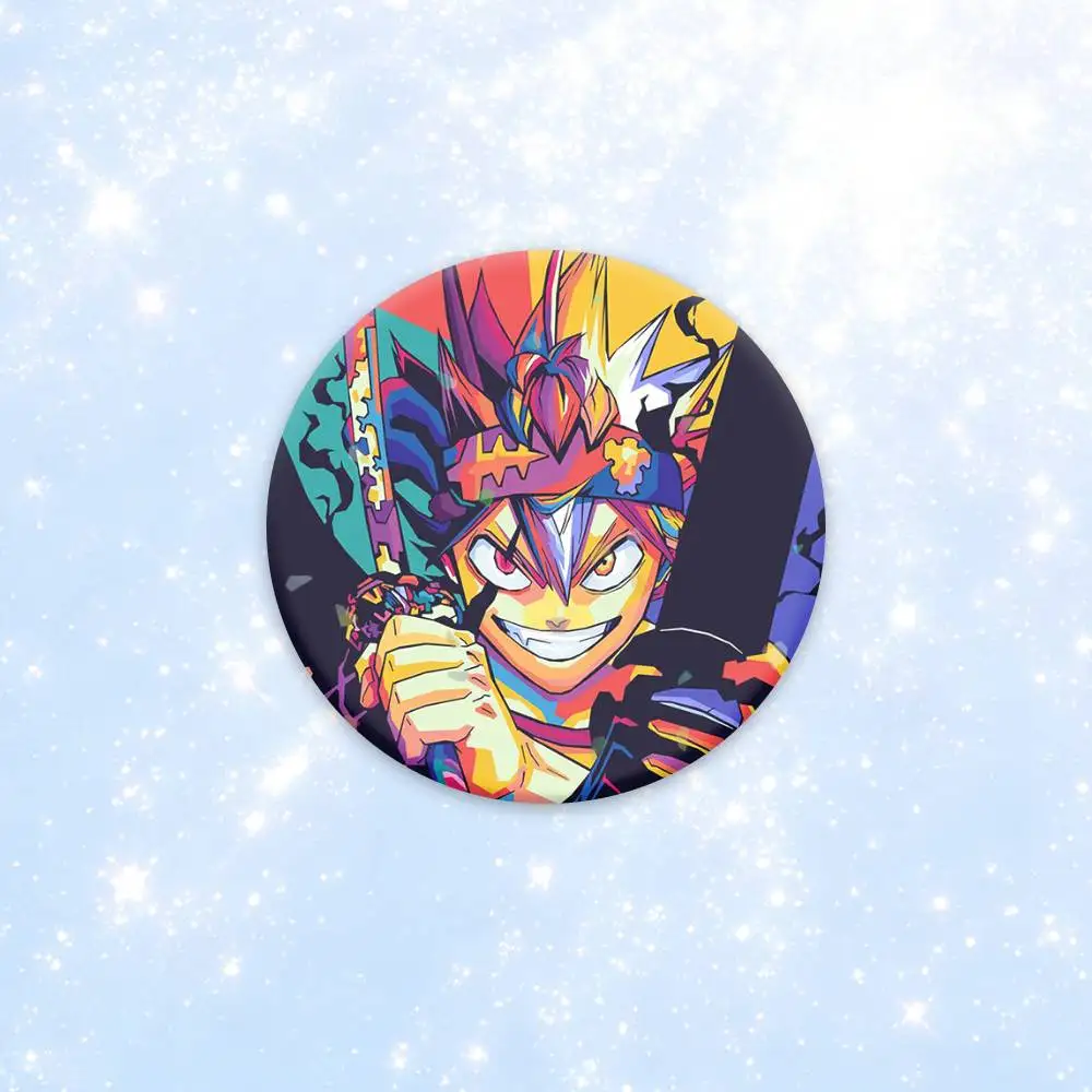 B-Black Clover Asta Anime Button Pins Backpack Clothing Decor Brooch Badge Jewelry Gifts