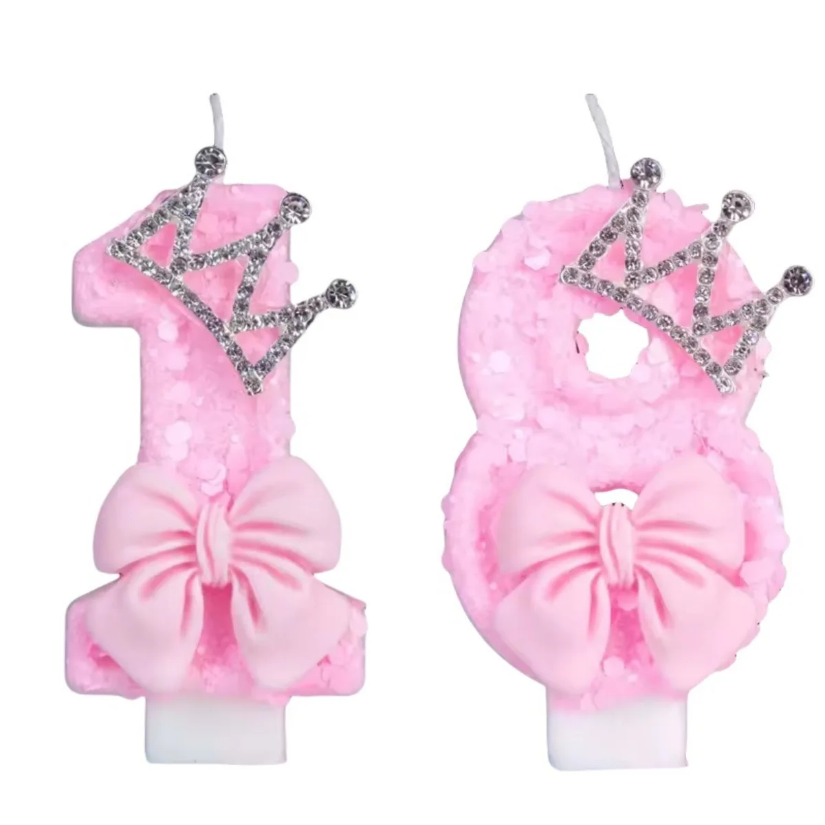 High-end Baking Pink Bow Crown Birthday Party Candle Cake Pack