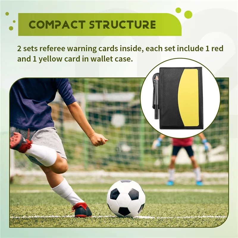 

AED4-2 Pack Soccer Referee Card Sets,Warning Referee Red And Yellow Cards With Wallet Score Sheets,Pencil Soccer Accessories