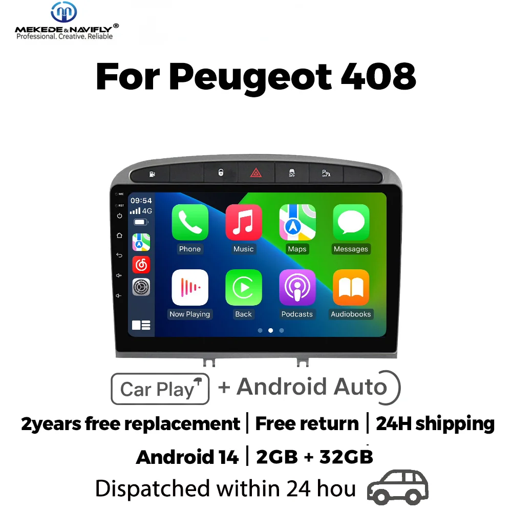 

MEKEDE&NAVIFLY 9'' Car Intelligent System Multimedia Players For Peugeot 408 for Peugeot 308 308SW Carplay GPS Autoradio Stereo
