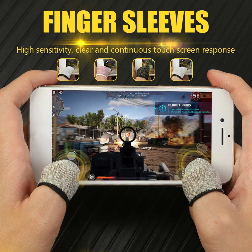 Gaming Fingertips Cover 1 Pair Finger cots Breathable Thumb Luminous Anti-slip Touch Screen Finger Gloves for PUBG Mobile Game