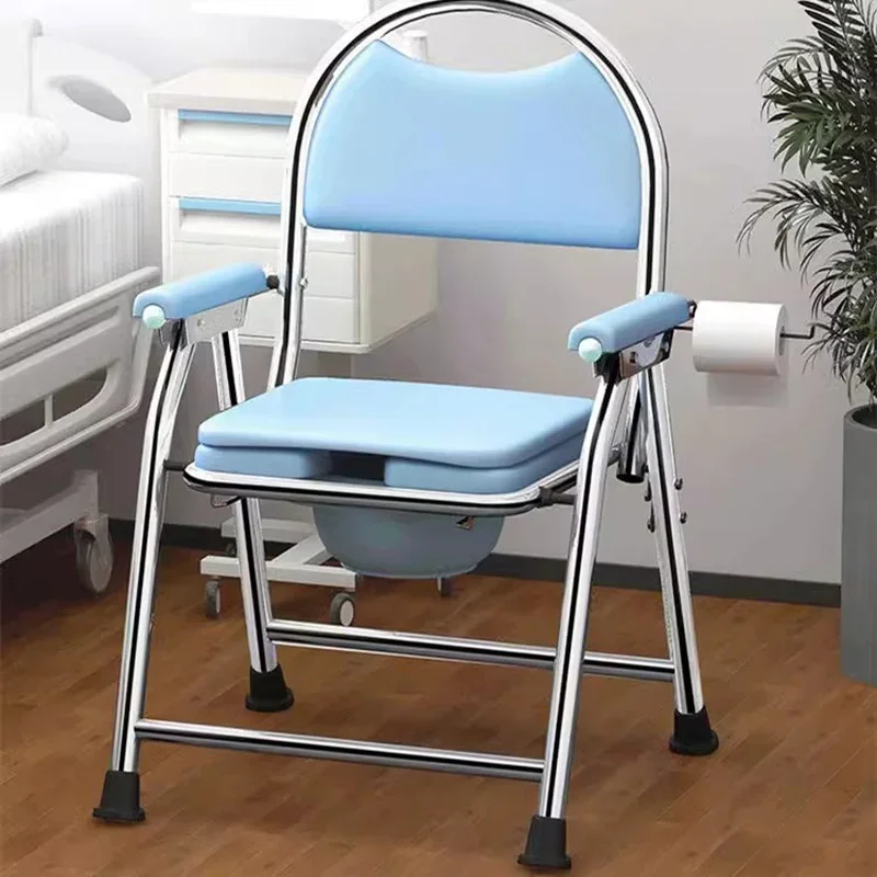 Folding Commode Chair Over Toilet Seat Sturdy Steel Frame Bedside Portable Toilet for Patients Elderly​