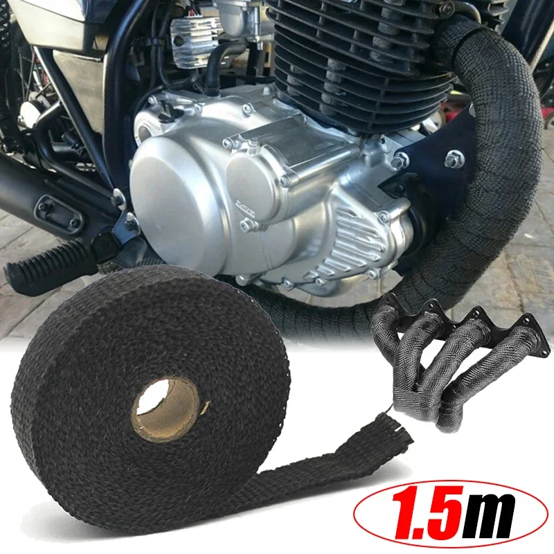 

1.5m Motorcycle Fiberglass Heat Shield Tape Exhaust Heat Wrap Thermal Exhaust Tape for Motorcycle Heat Exhaust Thermal Wrap Tape