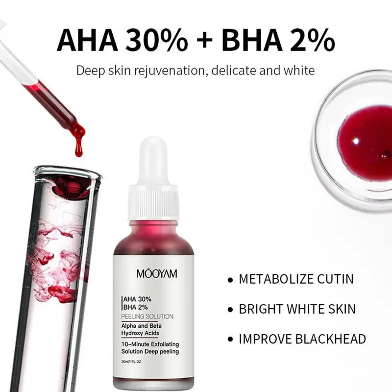 Solution de peeling AHA 30% + BHA 2% pour le visage, sérum anti-acné, réparateur, acide hyaluronique, soins pour la peau, nouveauté