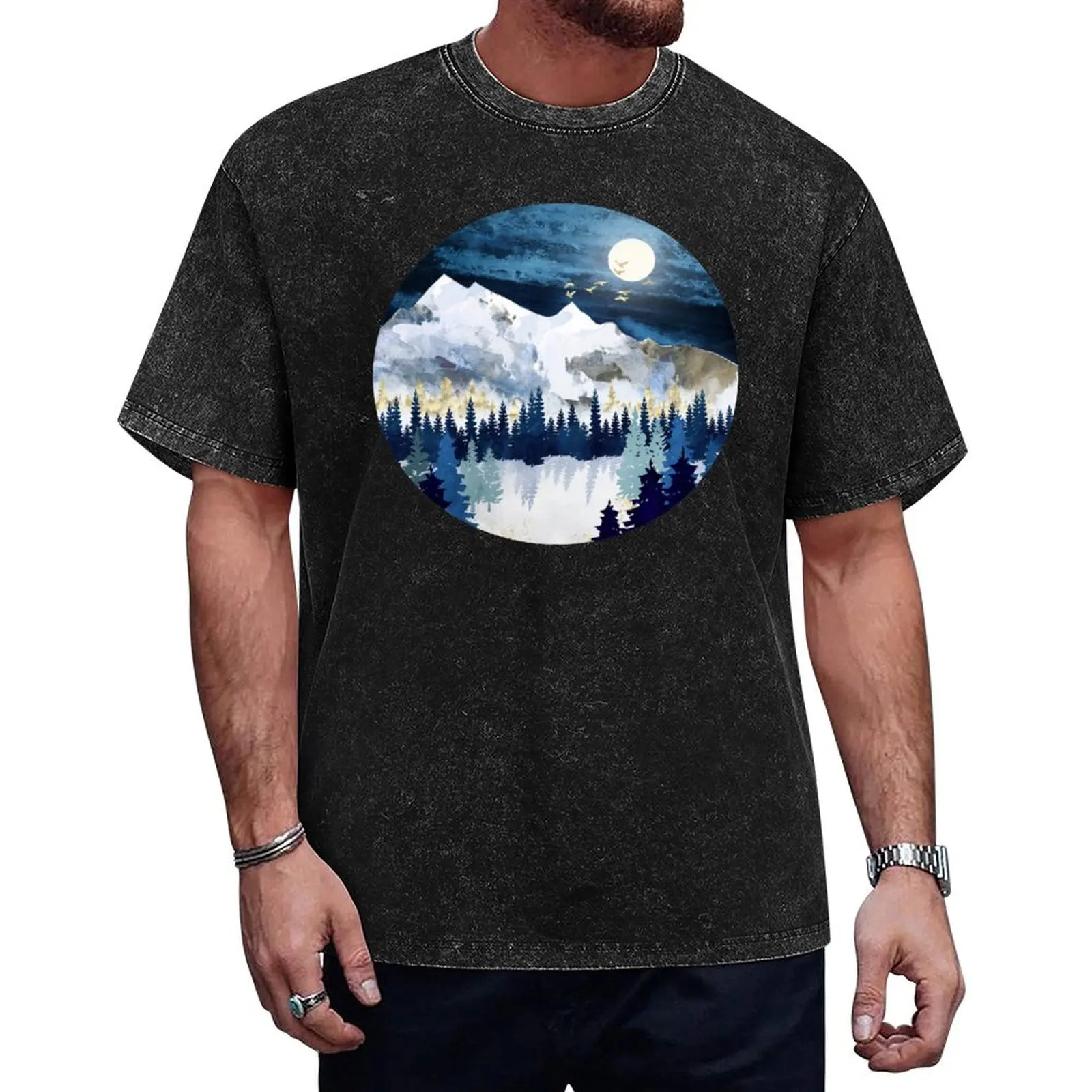 

Moonlit Snow T-Shirt Luxury man rapper graphic tees mens plain t shirts