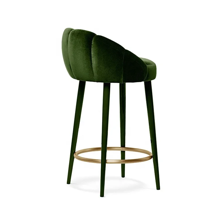 Modern Stainless Steel High Legs Upholstered Bar Stool for Coffee Shop
