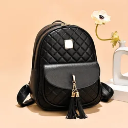 3pcs Argyle Quilted Backpack, Fashion Mini Daypack With Wristlet Clutch Bag And Credit Card Holder