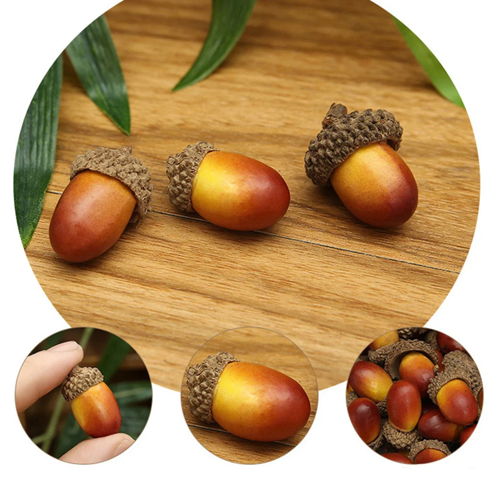 

100pcs Simulated Acorn Decor Artificial Nuts For Tabletop Centerpiece Ornament Set Festive Home Decoration Supplies Decorative