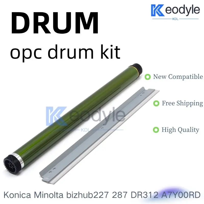 OPC-барабан для Konica Minolta bizhub 227 287 367 7528 7522 7536 AD369S 289S, долговечный цилиндрический барабан, запчасти для копировальных аппаратов DR312 A7Y00RD