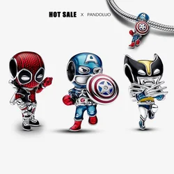 2024 New Marvel Captain America Wolverine Charm Beads fits Pandora charm Original Bracelet 925 Silver Deadpool Bead Jewelry Gift