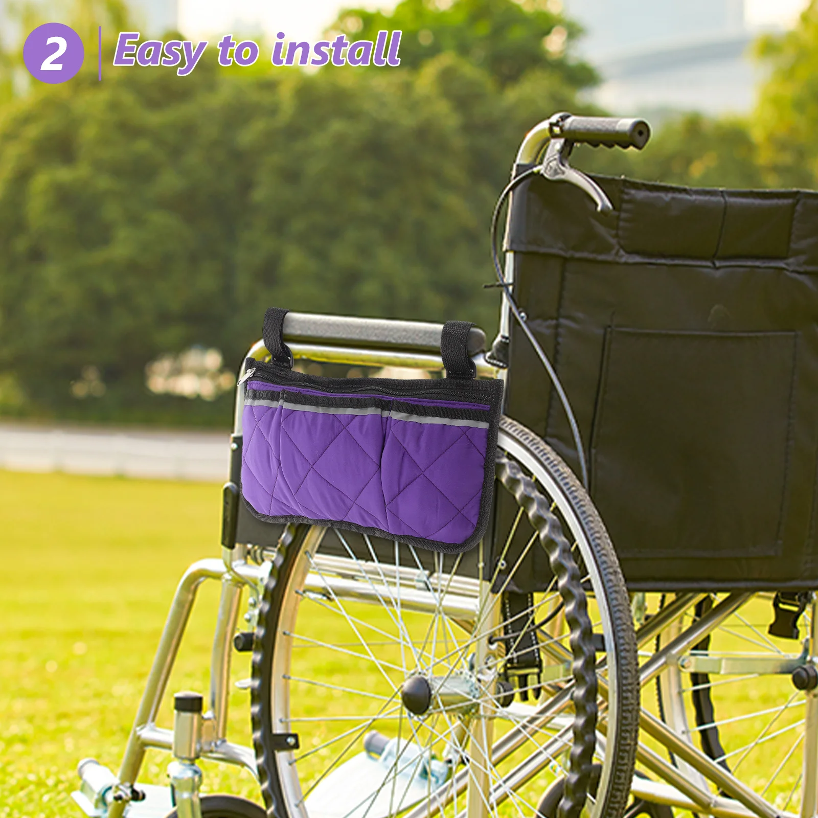 

Wheelchair Side Bag Large Capacity Armrest Organizer Multi-Purpose Side Storage Pocket for Wheelchair Stroller Walker