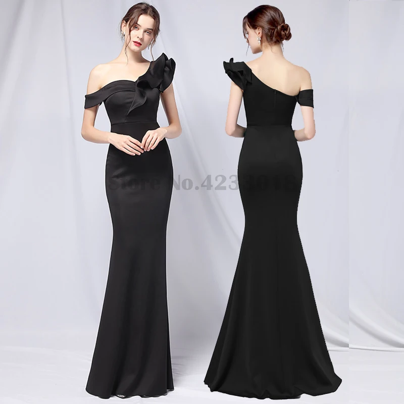 One-Line Shoulder Peplum Prom Dress Fashion Party Long Elegant Temperament Show Thin Sexy Bag Buttock Fishtail Vestidos