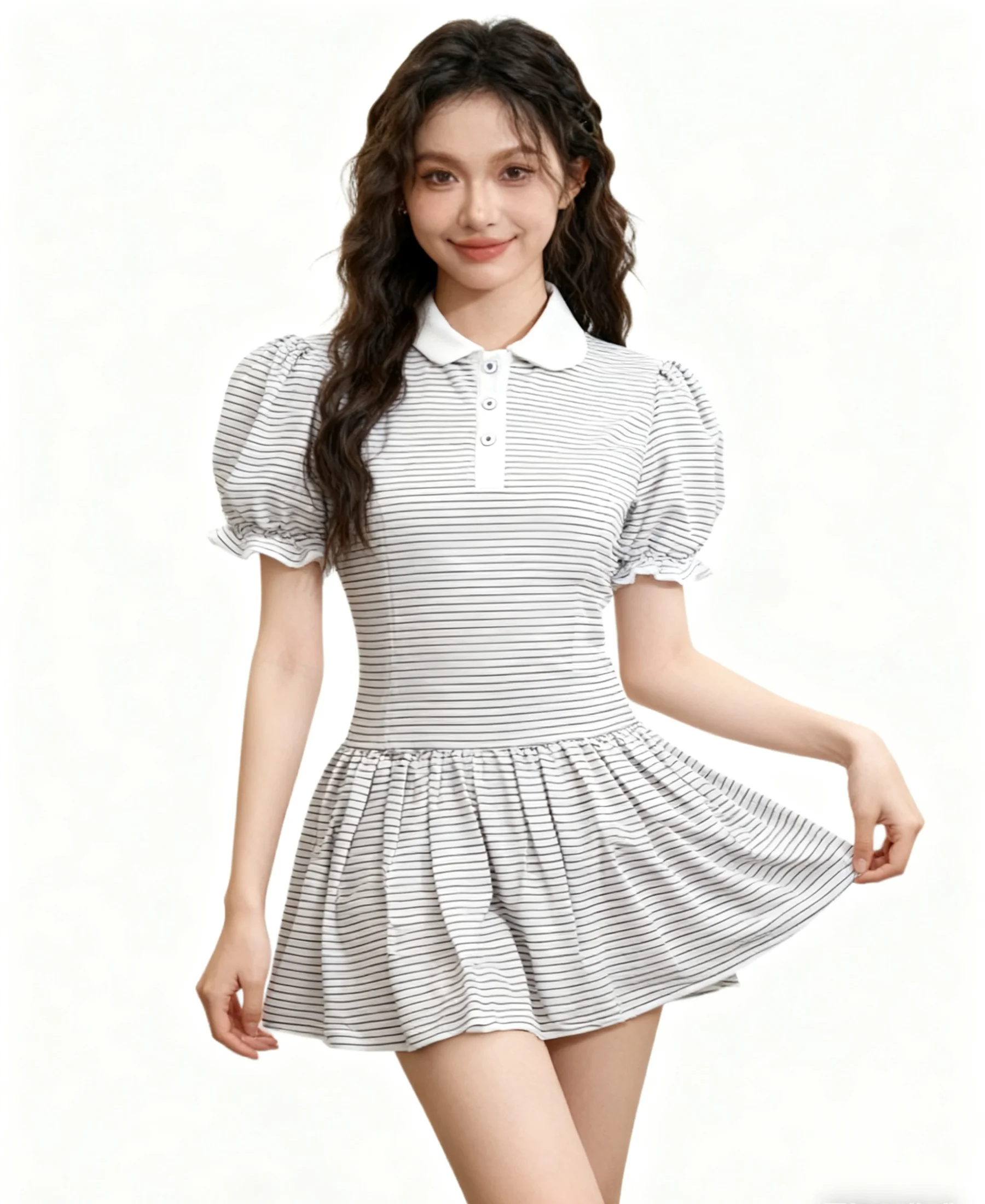 

Printed blue stripe bodysuit with skirt/adult onesie/adult baby romper/abdl clothes/adult onesie dress