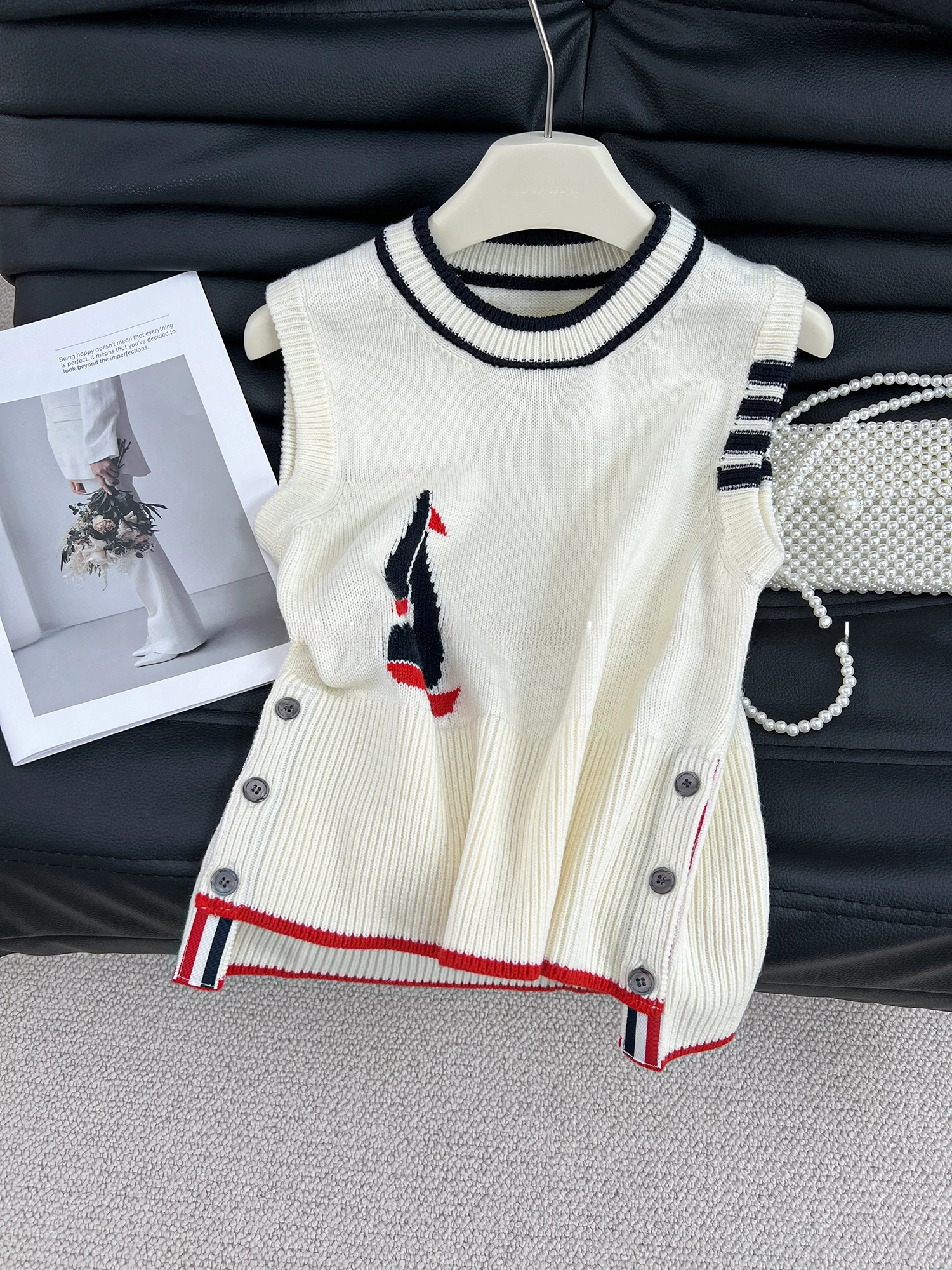 

Faionable корейский Sle для похудения с вышивкой цветная брова круглая вязаная жилетка Ne Svel Top Age Defng летнее новое поступление