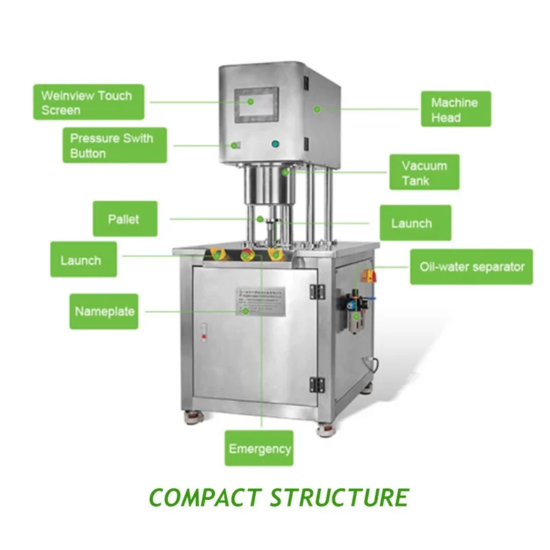 Manual Cashew Nuts Dry Coffee Bean 401 Vacuum Can With Nitrogen Flushing Packing hine