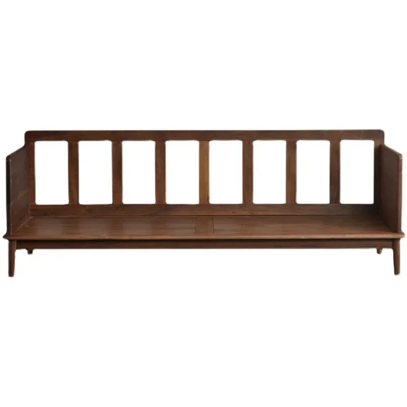 Nordic simple modern black walnut white oak log home fabric solid wood sofa,  furniture combination