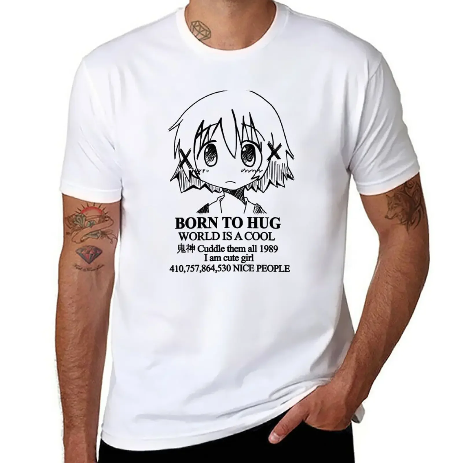 

New Born To Hug World Is A Cool T-Shirt Graphic T Shirts Summer Tee Shirt Top Streetwear T Shirts Anime Men's Clothing Pullovers