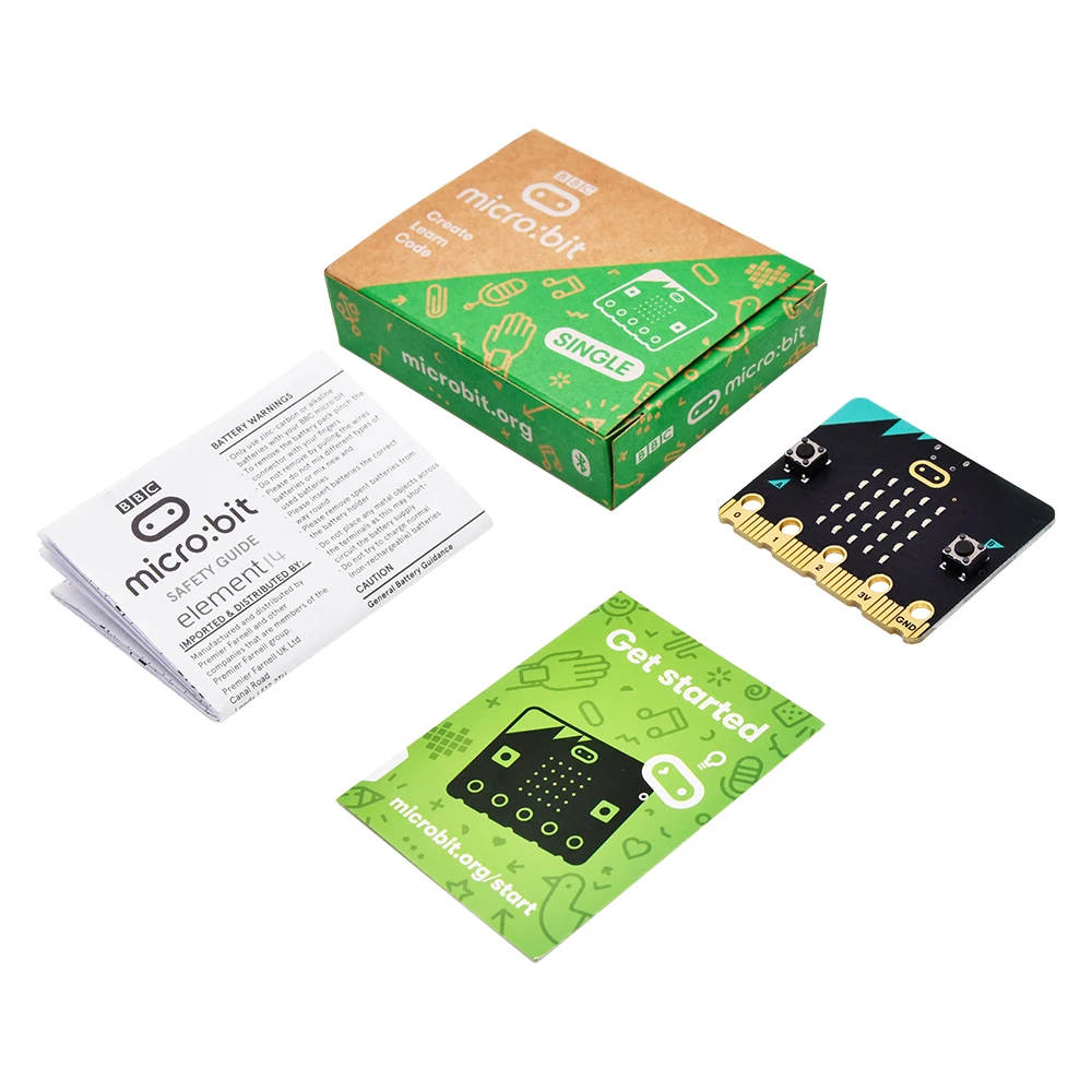 Placa de desenvolvimento BBC Micro Bit V2 original Micro: Bit Go Kit & Case & Battey Holder para crianças STEM Education Python Programação