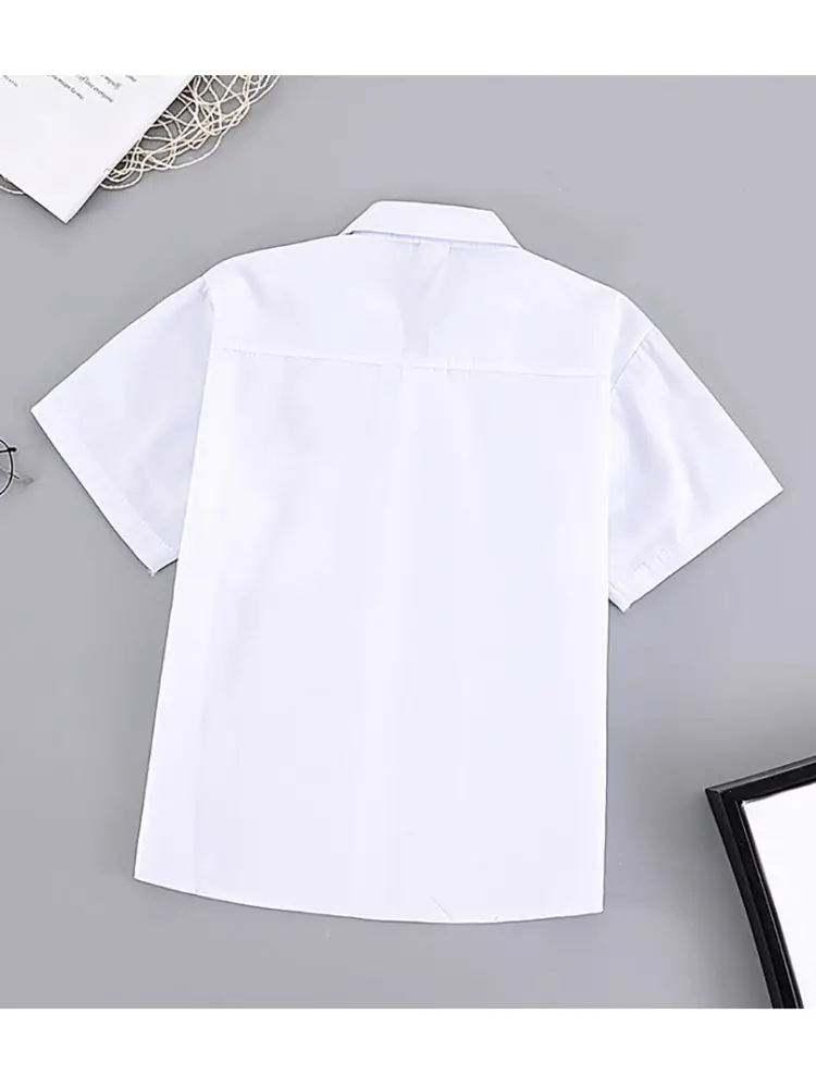 Boy Summer Blouse Solid Color Blouse Boys Casual Style Kids Blouse Teenage Children Clothing Boy 6 8 10 12 14