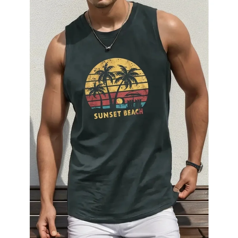 

Summer New Men's Vest Fitness Sleeveless Shirt Moisture Wicking Breathable Muscle Shirt Casual Summer Vest