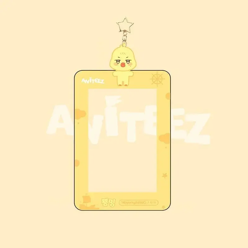 Kpop ATEEZ ANITEEZ Cartoon Card Insertion Frame Keychain Card Holder Keychains Seonghwa Yunho Yeosang Ming Wooyoung Keyring Gift